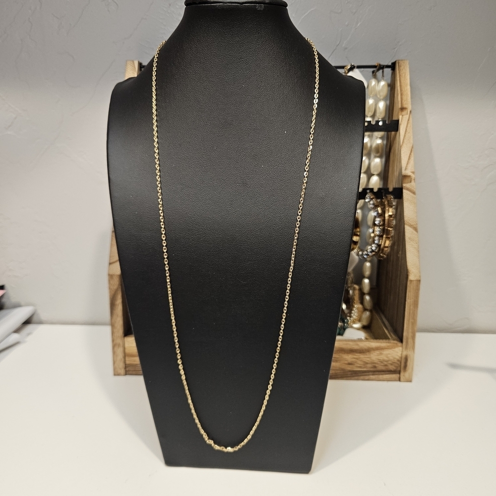 Long Plain Gold Chain Necklace Women's Jewelry